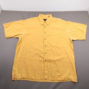 2/$20 Vtg Becton Dickinson Baggies Mens XXL Button Up Short Sleeve Yellow Shirt